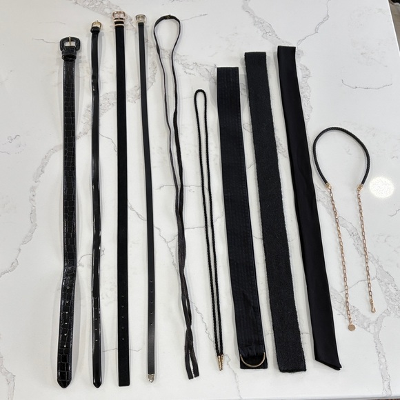 Lot of Black Belts & Ties - Leather, Suede, Rope, Chain, Croc main image 14